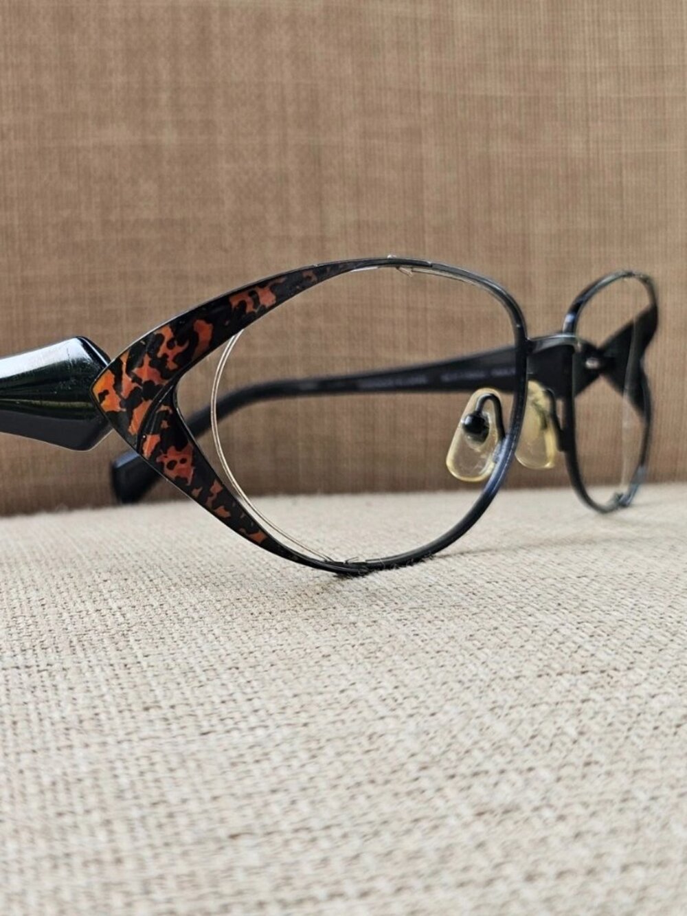 Vintage Carmen Marc Valvo Women Eyeglasses Frame Celeste Black Amber Made Japan